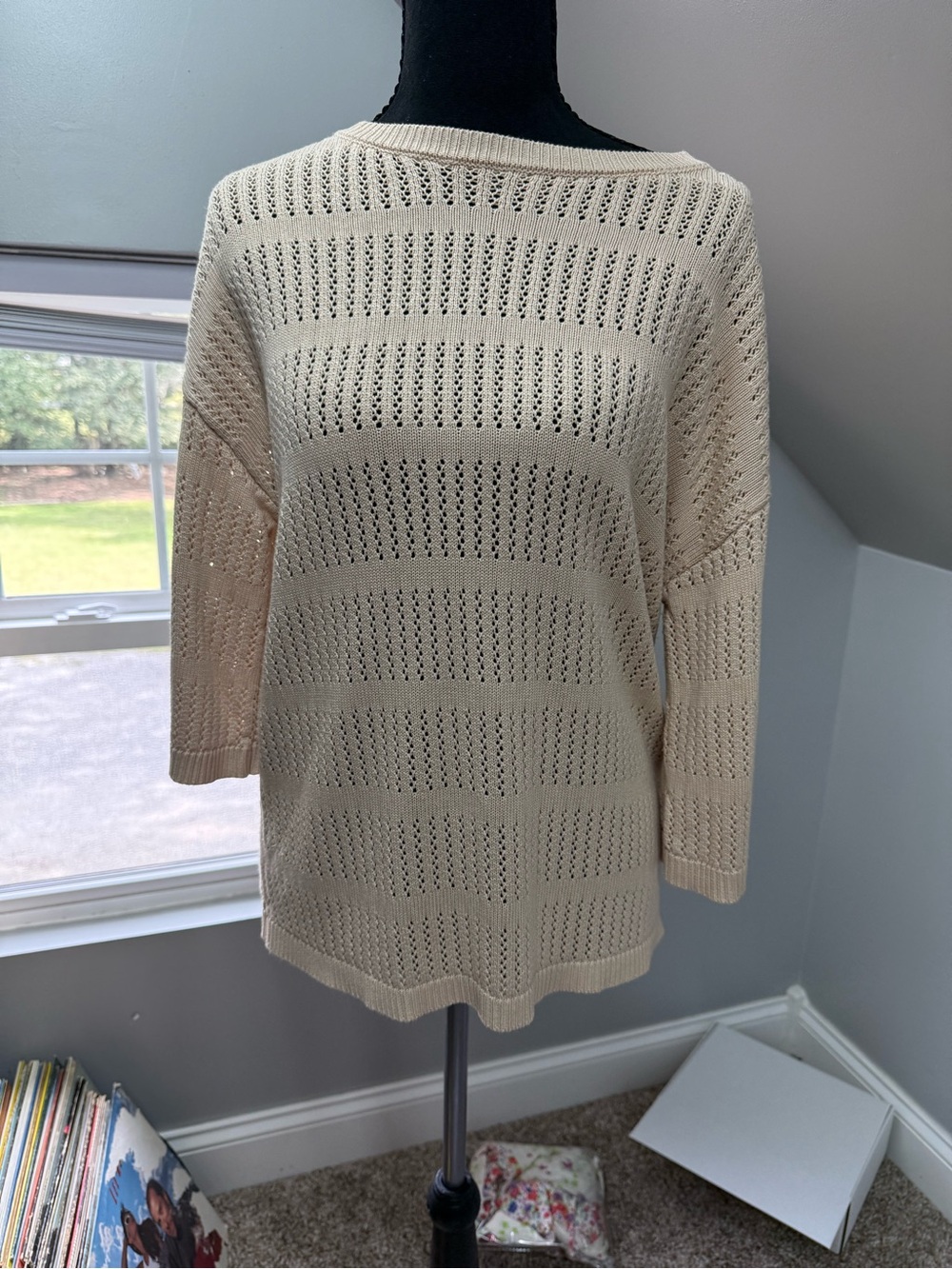 Light Cream Open-Knit Women's Sweater set